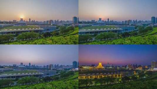 南宁夜景日转夜延时 城市风光高清在线视频素材下载