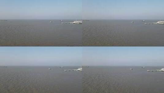 上海宝山区长江入海口4K航拍原素材高清在线视频素材下载