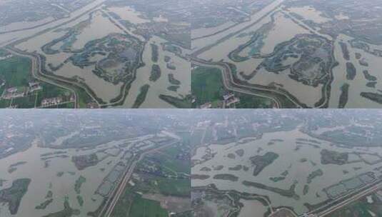 扬州北湖湿地公园高空鸟瞰全景航拍高清在线视频素材下载