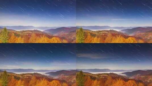山顶上夜空中的流星高清在线视频素材下载