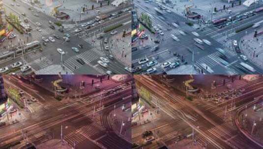 城市十字路口车流延时高清在线视频素材下载