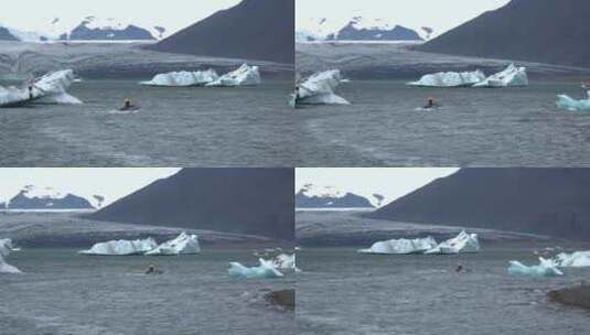 漂浮在冰山中的船高清在线视频素材下载