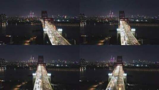 广州夜景航拍-新光大桥04高清在线视频素材下载