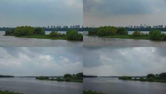 河流浑河沈阳乌云延时摄影高清在线视频素材下载