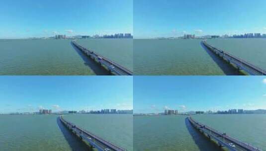 4K珠海澳门港珠澳大桥天际线航拍高清在线视频素材下载