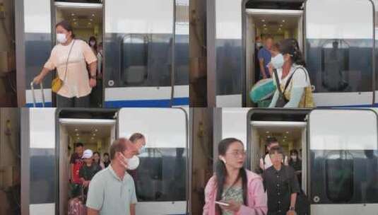三亚高铁站内正在出发行走的旅客高清在线视频素材下载