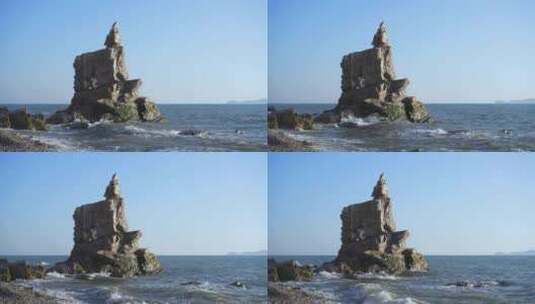 海浪拍打岩石 海浪拍打礁石 浪翻滚高清在线视频素材下载