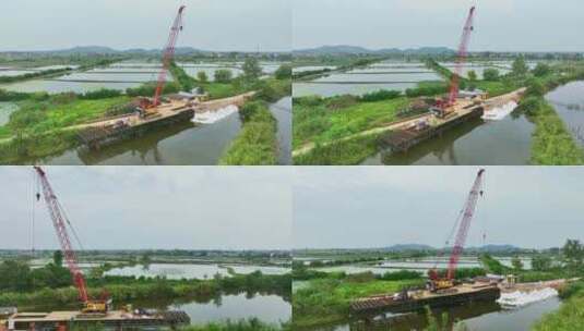 钢便桥 钢栈桥施工高清在线视频素材下载
