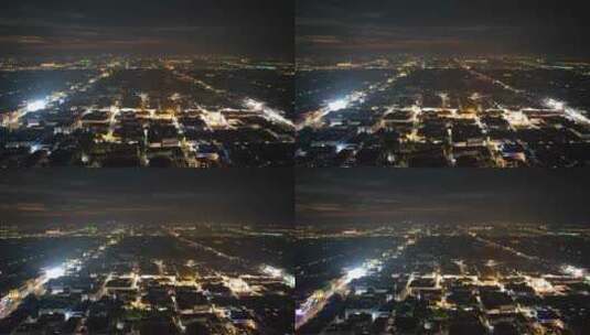 江苏苏州观前街夜景灯光航拍高清在线视频素材下载