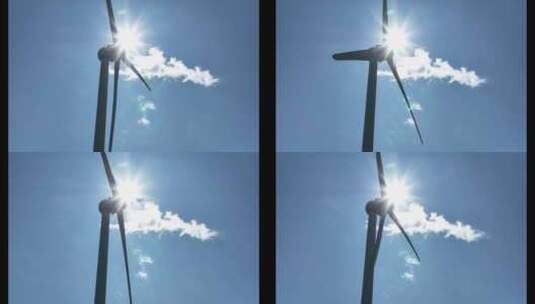 风能风力发电场风车和太阳光高清在线视频素材下载