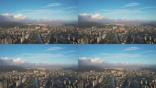 浙江温州城市清晨航拍高清在线视频素材下载