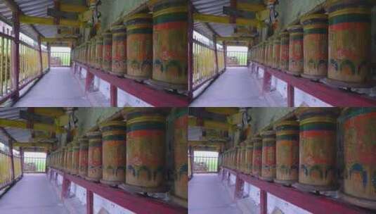 寺院里的转经筒高清在线视频素材下载