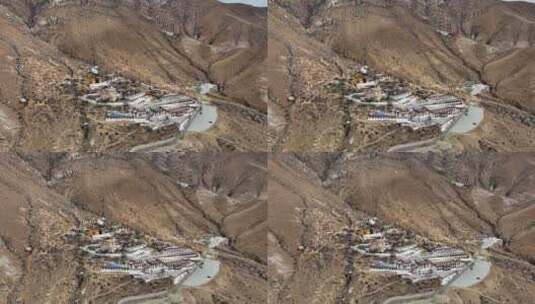 航拍西藏拉萨帕邦喀藏传佛教寺庙建筑高清在线视频素材下载