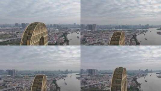 广州番禺区广州圆大厦航拍高清在线视频素材下载