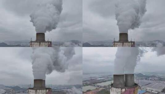 广州南沙区热电烟囱高清在线视频素材下载