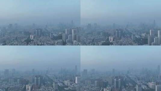 雾霾天深圳南山区航拍高清在线视频素材下载
