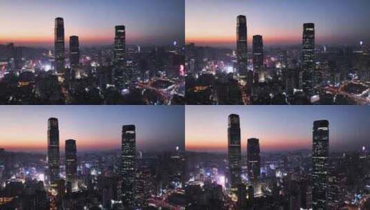 长沙夜景城市上空高清在线视频素材下载