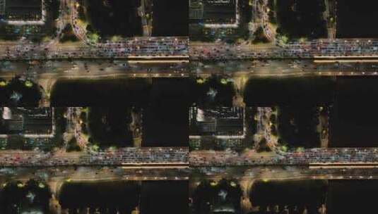 航拍广东省广州市天河区广州大桥夜景高清在线视频素材下载
