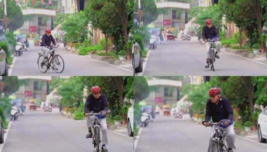 时尚的老爷爷骑自行车高清在线视频素材下载