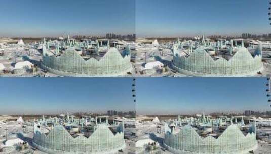第25届哈尔滨冰雪大世界航拍高清在线视频素材下载