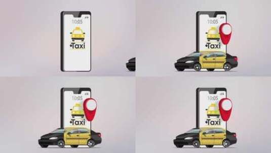 出租车订购3D手机黑色汽车4K高清在线视频素材下载
