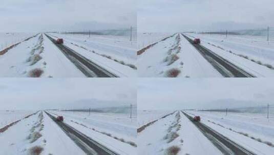 冬季新疆自驾 公路自驾 旅行 冰天雪地高清在线视频素材下载