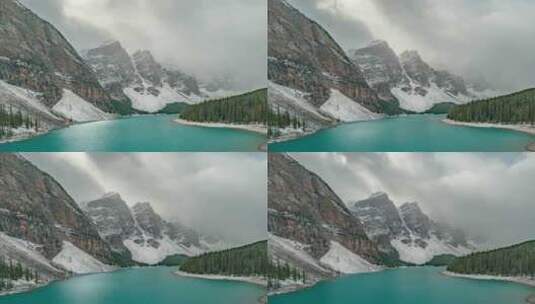 落基山脉，加拿大|白天的冰槽湖高清在线视频素材下载