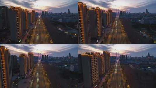 徐州市和平大桥铁路车辆段傍晚夕阳航拍高清在线视频素材下载
