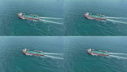 航拍青岛 货船航行高清在线视频素材下载