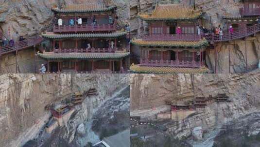 悬空寺大同宣传片素材山西文旅片头悬崖寺庙高清在线视频素材下载