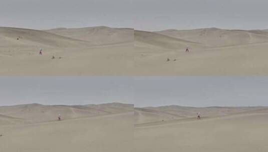 塔克拉玛干人在沙漠中行走高清在线视频素材下载