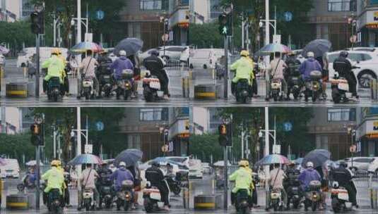 升格雨天的外卖小哥高清在线视频素材下载