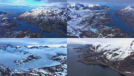 4K延时航拍挪威罗弗敦群岛景色景点高清在线视频素材下载
