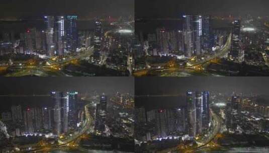 4K航拍深圳市福田滨海大道夜景1高清在线视频素材下载