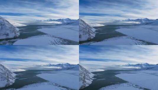 （延时）新疆帕米尔高原昆仑雪山白沙湖航拍高清在线视频素材下载