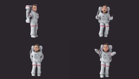 拇指上下的有趣3D卡通宇航员（包括alp高清在线视频素材下载
