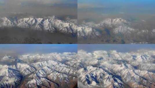 飞机航拍祁连山雪山甘肃青海界山高清在线视频素材下载