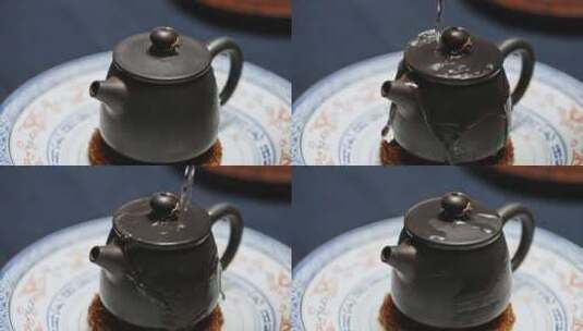 泡茶倒茶中式饮茶紫陶壶C0080高清在线视频素材下载