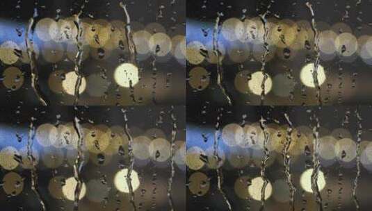 雨天雨水玻璃水珠滑落高清在线视频素材下载