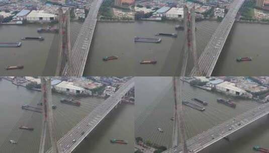 东沙过江大桥航拍原素材高清在线视频素材下载