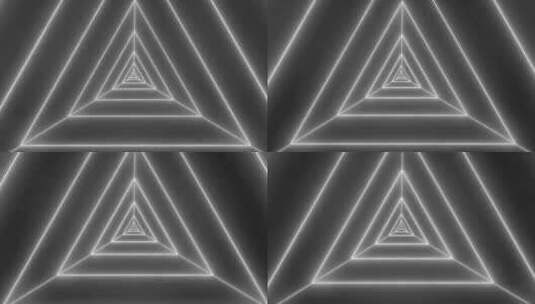Whiet霓虹灯三角形隧道动画背景高清在线视频素材下载