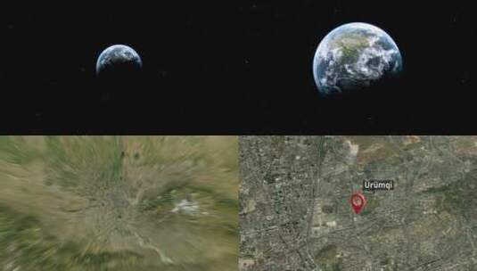 乌鲁木齐城市变焦（中国）从太空到地球高清在线视频素材下载