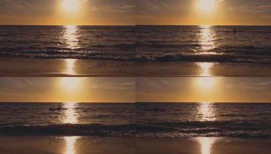 海边日落，海面波光粼粼高清在线视频素材下载