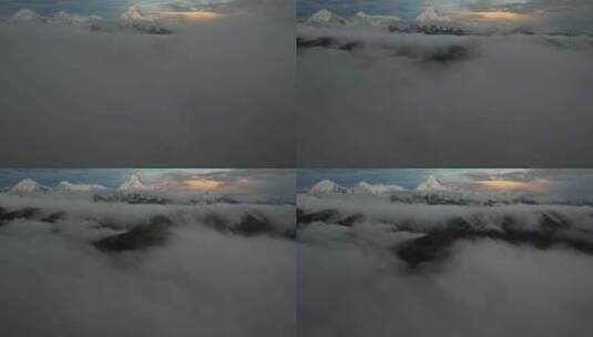 四川甘孜州高原冷嘎措贡嘎雪山高空航拍高清在线视频素材下载