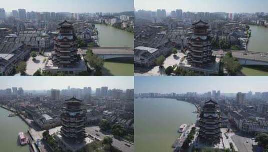 广东惠州合江楼航拍高清在线视频素材下载