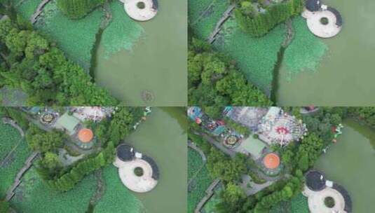 衡阳西湖公园航拍高清在线视频素材下载