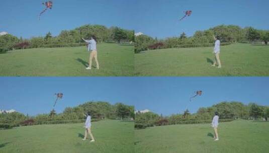 放风筝 一个人放风筝高清在线视频素材下载