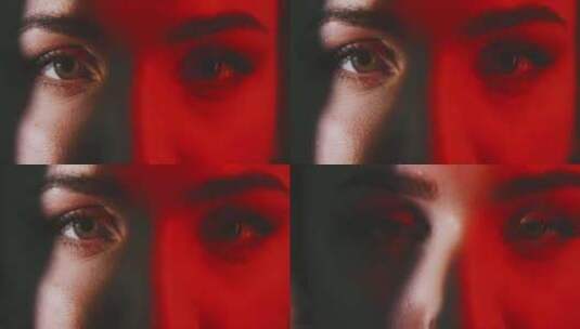 眼睛，女人，脸，红色高清在线视频素材下载