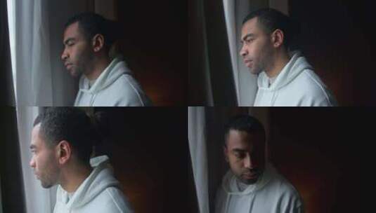 透过窗户看的男人高清在线视频素材下载