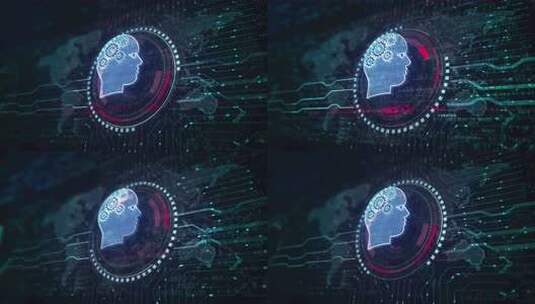 人工智能技术AI符号循环数字概念高清在线视频素材下载